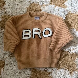 Spearmint love Knit Sweater with 'BRO' Design